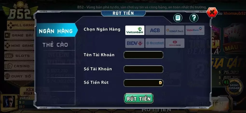 Quy đổi tiền thành thẻ cào điện thoại tại Link tải B52